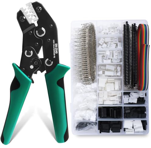 Crimping Tool Set, SN-2549 Ratcheting Crimper 0.08-1.0mm²(AWG28-18) with 1290pcs 2.54mm Dupont Connector Kit, Wire Crimper for JST/PH/XH Connectors, DIY Electronics, 3D Printer, RC, Auto Wiring