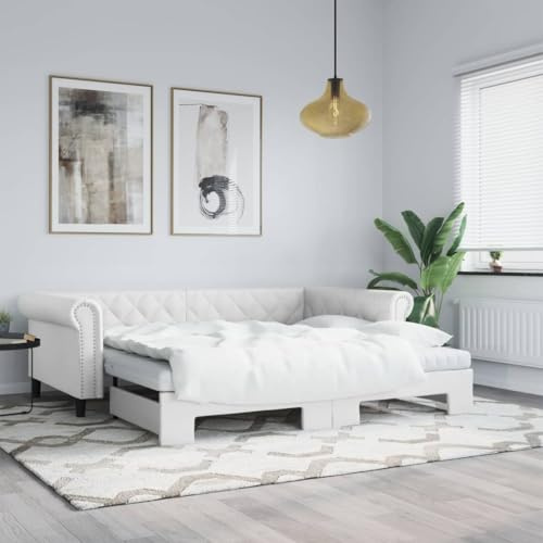Genérico Sofá con Cama Nido Cuero sintético Blanco 90x200 cm,Mobiliario,Camas y Accesorios,Camas y somieres,3197724