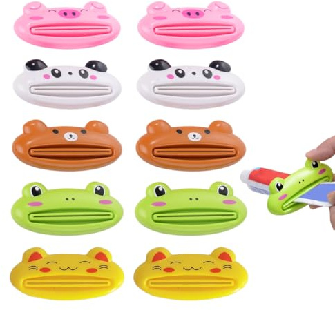 MOLZINY 10 Stück Niedlicher Cartoon Tubenquetscher Zahnpastatube Quetschspender Tubenausdrücker Tubenpresse Zahnpasta Ausdrücker für Zahnpasta Schuhcreme Haarfärbemittel Handcreme