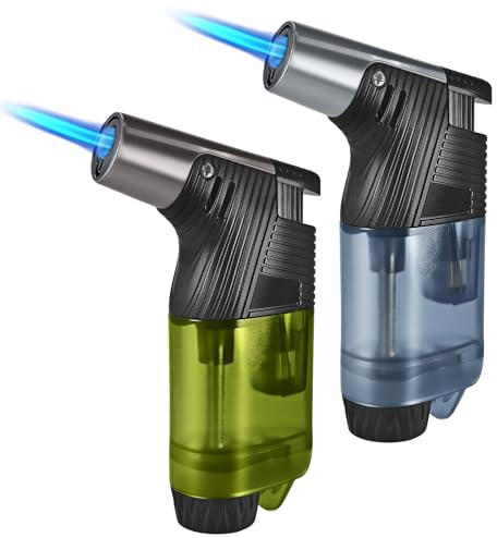 MIIVII 2Pcs Windproof Jet Lighter, Butane Gas Refillable (Sold Without Gas)