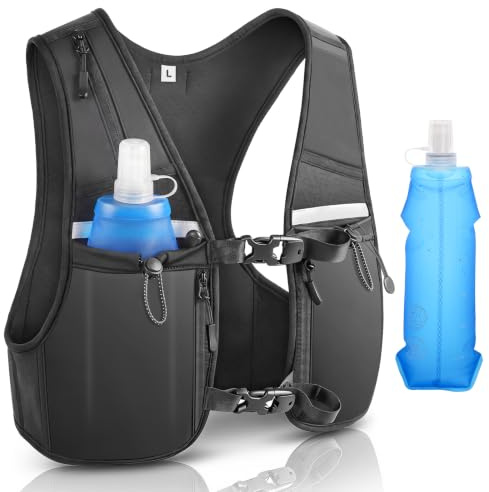 Gilet Hydratation Running Homme Femme, Sac à Dos Hydratation Running | Gourde Souple 500 ML, Sac à Dos Gilet Trail pour Course à Pied, Randonnée, Cyclisme, Marathon