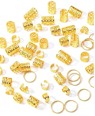 HAPZUR 40 piezas para trenzas, joyería locs y dreadlocks, niñas y niños (Oro)
