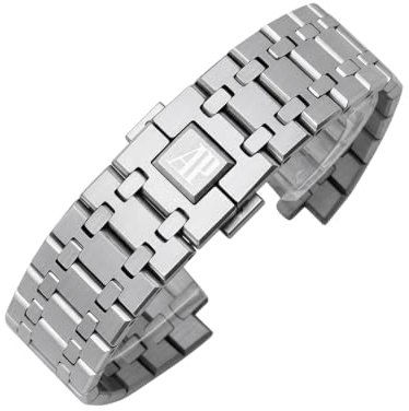 ROUHO Edelstahl Uhrenarmband Metallarmband 26mm Integrierter Einkerbung-Anstoß Mattiert Poliert Massive Glieder for AP Royal Oak 15400