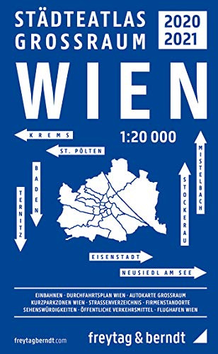 Wien Großraum Städteatlas 2020/21, Stadtplan 1:20.000 (freytag & berndt Stadtpläne)