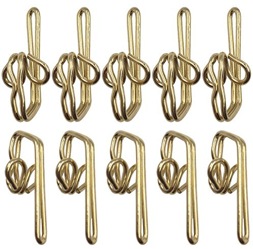 Ucatcher 100 Pack Metal Curtain Header Tape Drapery Hooks, Gold