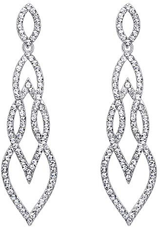 EVER FAITH Damen Ohrringe Kristall Hochzeit Phantasie Ineinandergreifen Blatt Tropfen Kronleuchter Ohrstecker Ohrhänger Ohr Schmuck