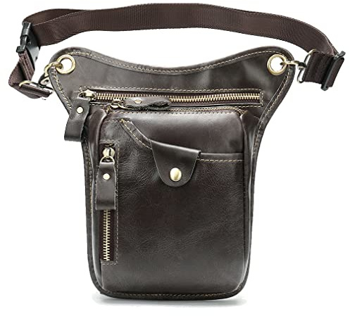 Hebetag Leather Waist Pack Drop Leg Bag for Men Women Belt Bumbag Multi-Purpose Motorcycle Bike Outdoor Sports Tactical Cycling Riding Hiking Camping Thigh Crossbody Shoulder Sling Bag Pouch