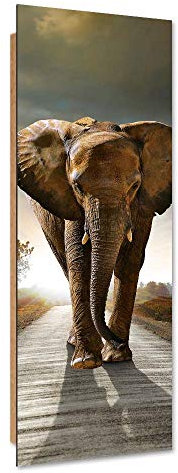 Feeby Wandbild Elefant Modern Deko Kunst Bilder Tier Braun 30x90 cm