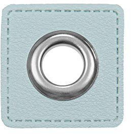 Ösen Patches eckig – 2 Stück – Lederimitat zum Aufnähen – 20 Farben – für Kordeln, Taschen, Turnbeutel, Kleidung – Patch mit Metallöse – DIY Nähzubehör für Deko & Accessoires (eismint)