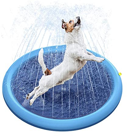 PetPhindU Splash Sprinkler-pad für Kleine, Mittlere Große Hunde und Kinder 150cm / 59inch, Hundehaustierbecken Beweglicher Faltbarer Hunde Kiddie Pool Im Freien Innen-Wasser-teich Pool Waschzuber