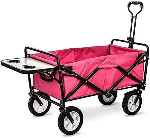 MTYLX Multifunctional Storage Trolley,Multi-Function Shopping Cart,Folding Garden Camping Cart Small Desktop Design Large Capacity Hand Trucks Storage Utility Trolley,Pink,Pink