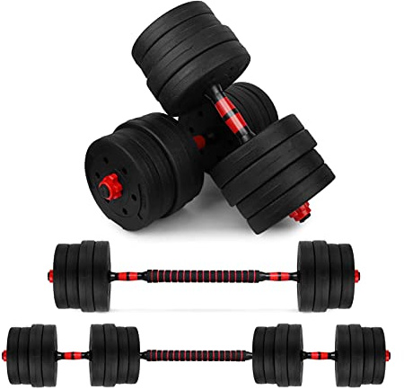 wuuhoo® Kurzhantelset Arni, 2er Set Hantel 27mm, Kurzhantel & Langhantel mit Gewichten 10kg bis 40kg, extra Lange Verbindungsstange - Fitnessgerät aus Kunststoff für Zuhause 30 kg (schwarz)