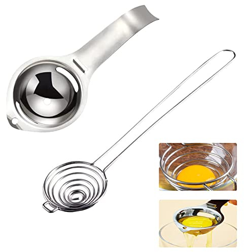 Amfrpar 2 PCS Separador de Huevo de Acero Inoxidable Separador de Clara de Huevo y Yema de Huevo Extractor de Clara de Huevo Egg Separator para Ayudas de Cocina y Herramientas para Hornear