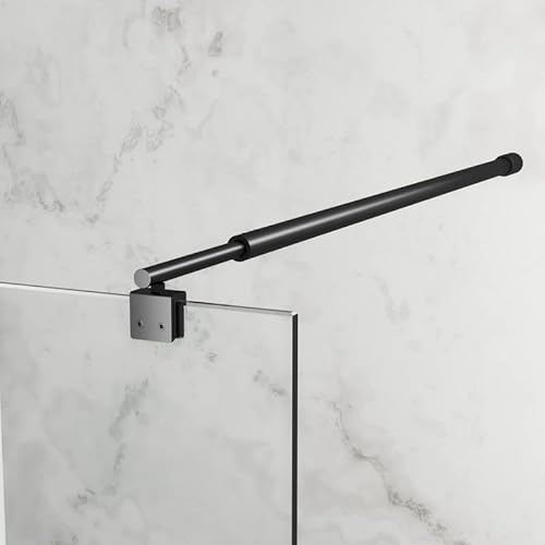 BD-Baode Stabilisierungsstange Dusche für 8-10 mm Dusche Glas mit drehbarem 360° Gelenk Stabilisator schwarz matt Wandhalterung für Duschwand mit Verstellbereich 73-123 cm