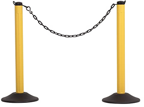 US Weight ChainBoss Yellow Stanchion with 10' of Black Chain - Fillable Base