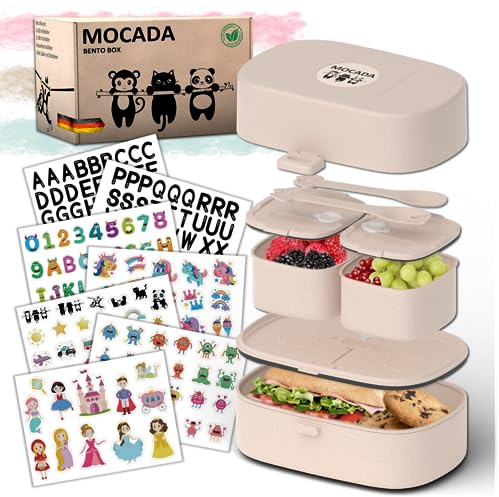 R&M ORIENT MOCADA Brotdose Kinder mit Fächern, Bento Box, Beige