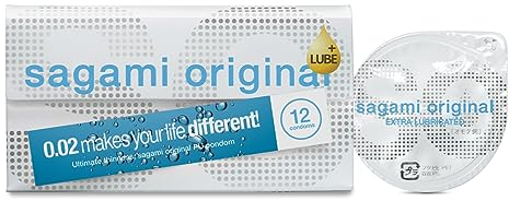 Sagami Original 0.02 Extra Lubricated | Super Thin | Super Strong | Non-Latex PU Condoms (12 Pack)