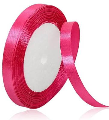 Magenta Satinband 10mm, 22Meters Schleifenband Rosenrot Geschenkband Dekoband Stoffband für Geschenk, Basteln, Nähprojekte, Haarschleifen, Brautstrauß, Hochzeits Dekoration