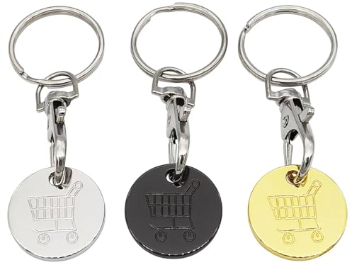 Porte Clés en Métal pour Chariot de Courses, Porte Clé Jeton Caddie, Jeton Caddie Porte Clef, Caddie Jeton Caddie Universel Puce pour Caddie Jeton