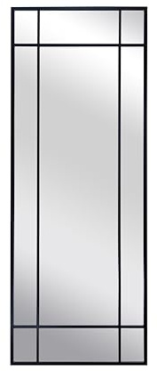BD ART Miroir mural avec poteaux - 160 x 60 cm - Noir - À carreaux - Aspect fenêtre - Élégant