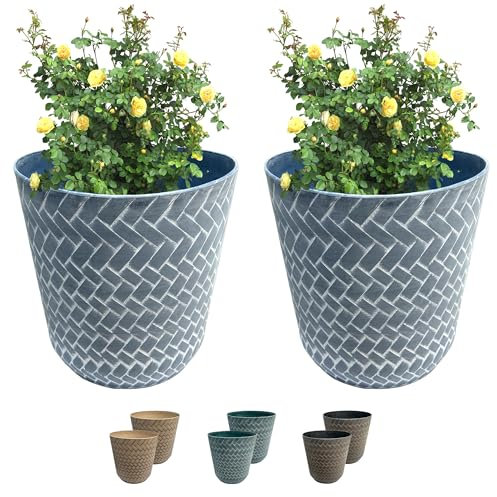 SG Traders Nantucket Plant Pot - Flower Planters Outdoor, Large Garden Plant Pots Elegant Design, Versatile Pots and Planters for Your Outdoor to Enhance The Garden (Pack of 2)