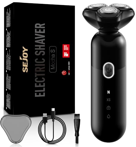 Sejoy Rasoio elettrico da uomo, testina magnetica a scatto 4D, rasoio elettrico senza fili, ricaricabile, potente motore, rasatura a secco e bagnato con anti-pizzicamento, IPX7, mocha-S