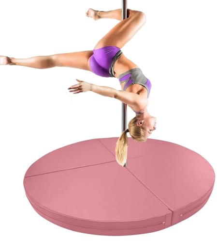 Pole Dance Matte Runde Faltbare Crashmatte für Pole Dance, 1 2 4 Dickes Schaumstoff-Sicherheitspolster für Gymnastik/Fitness/Aerial-Yoga, Rutschfestes PU-Leder, Kollisionssicher (Color : Pink 2