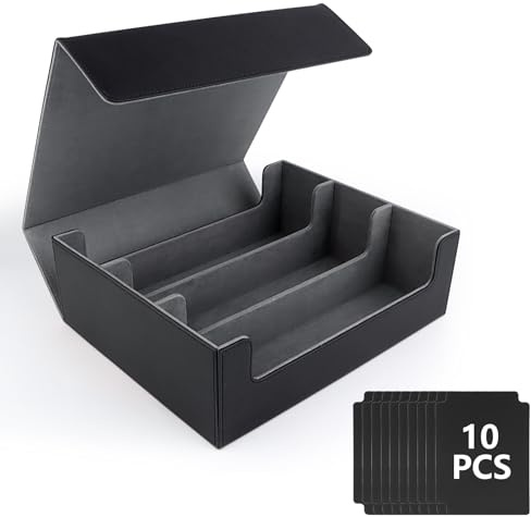 NVIYAM Caja para tarjetas MTG, cajas de almacenamiento para más de 1800 tarjetas, de piel con separadores, para TCG Magic the Gathering, color negro