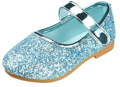 QUNUNOIRE-Chaussures de Princesse pour Filles avec Paillettes Mary Jane Chaussures de Déguisement Reine Scintillantes pour Anniversaire, Fête, École, Activité Bleu 28