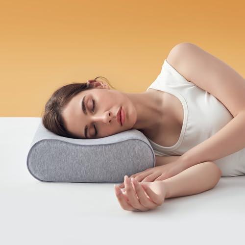 Sonive Memory Foam Kissen mit Baumwolle Kissenbezug, Nackenstützkissen Contour Kopfkissen Schlafkissen Kissen Körperkissen für Erwachsene, Grau 60x33x12/10 cm