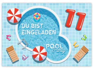 JuNa-Experten 8 Einladungskarten zum 11. Kindergeburtstag Schwimmbad Schwimmen Jungen Mädchen Einladung elfte Geburtstag