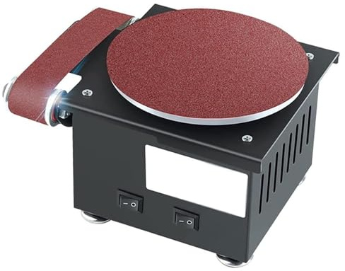 HmLotd Pequeña máquina de Banda eléctrica, Mini lijadora de Banda para afilar, Tres Modos de configuración, Velocidad Ajustable de Siete velocidades y Buena disipación de Calor para carpintería
