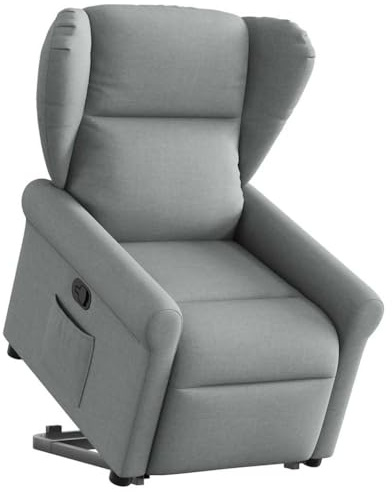 vidaXL Reclinerfåtölj med uppresningshjälp ljusgrå tyg