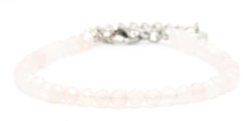LAKADA Echtes Edelstein Armband mit facettierten 4mm Perlen - Länge verstellbar - Heilstein Schutzstein Edelsteinarmband Glücksbringer Talisman Geschenk