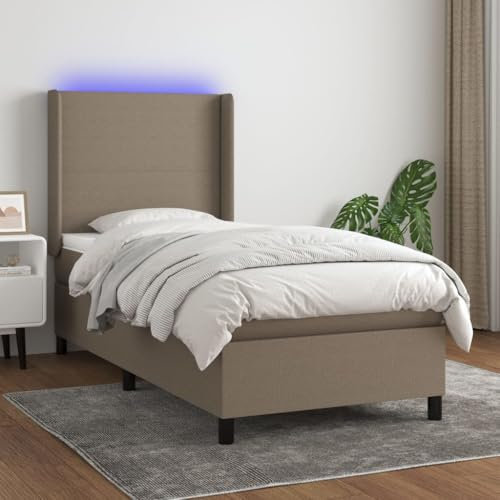 qohoio Boxspringbett mit Matratze & LED Bett Mit Bettkasten Bett Boxspringbett Betten Boxspringbett Mit Matratze Taupe 90x190 cm Stoff - 3138121