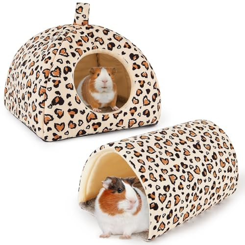 Hedgeink Maison et Tunnel pour Cochons d’Inde – Lit Douillet et Cachette pour Lapins, Furets, Chinchillas et Autres Petits Animaux – Lavable, Antidérapant et Confortable