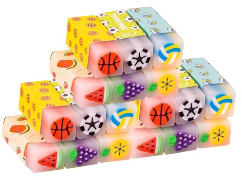 Kaizuca 18 Stück Radiergummi Set, Neuheit Kreatives Bunte Radiergummi, für geburtstagsgeschenke, Belohnungen für das Klassenzimmer, Partygeschenke