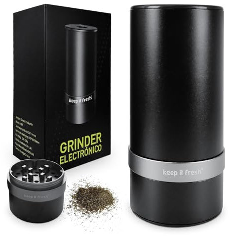 KEEP IT FRESH Grinder électrique intelligent, moteur puissant, charge rapide USB-C, alliage d'aluminium et design compact, automatique, moulin, hachoir à herbes 52 mm