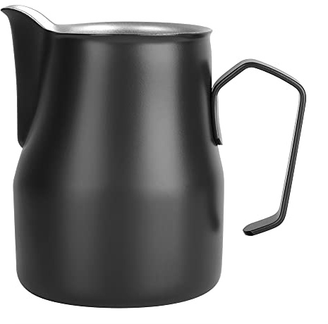 HEEPDD Lanza de Espumaje de Leche, Jarras de 500 Ml de Acero Inoxidable Café de Leche Cappuccino Latte Latte Barista Juguesa Jug Taza de Leche Cazón de Tazón de café Jug Jug Latte para (Black)