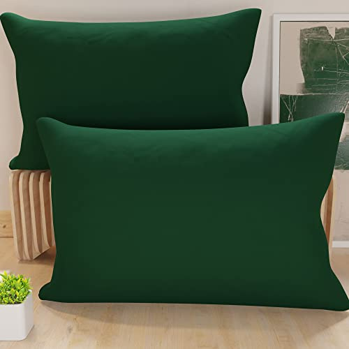 PETTI Artigiani Italiani - 2er-Set Kissenbezüge 50x70 cm aus Mikrofaser, Dekokissen-Bezüge für Schlafzimmer und Sofa, Set mit 2 Kissenhüllen, Einfarbiger Kissenbezug Grün, 100% Made in Italy