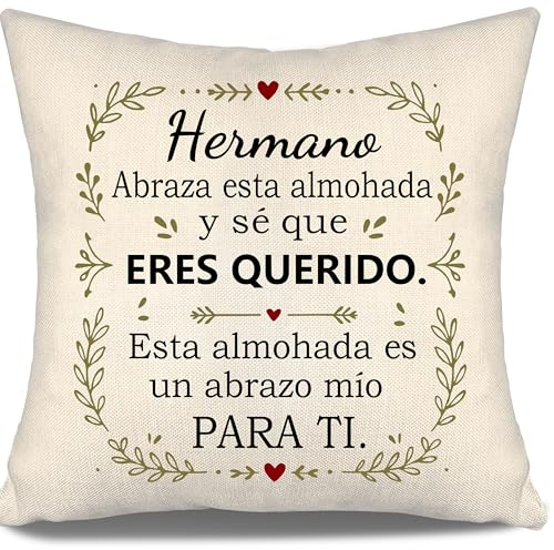 Aosumin Hermano Abraza Esta Almohada y sé Que Eres Querido Esta Almohada es un Abrazo mío para ti Funda de Cojín para Hermano Cumpleaños Graduación