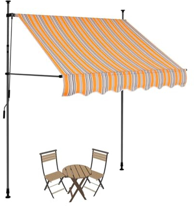 Store banne rétractable Manuel pour terrasse, Store banne Pliable autoportant, sans perçage, Hauteur réglable par manivelle, 2,5 m (98,4 po) - Solution d'ombrage extérieure idéale