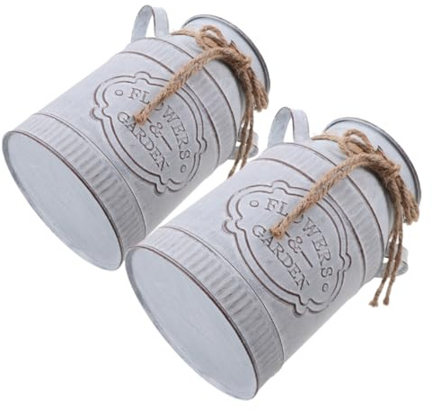 DECOMELODY 2piezas Jarrón Vintage De Hierro Forjado Jarrón De Metal Elegante De Granja Rústico para Decoración De Hogar y Jardín para Arreglos Salón o Terraza Color Natural