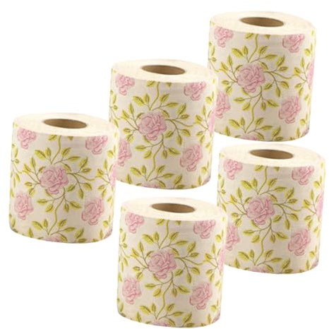 Ipetboom 5rotoli Carta Igienica Stampata Floreale Per Ufficio e Bagno Motivo Delicata Per Feste e Eventi