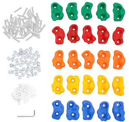 Linanty Pietre da arrampicata per bambini all'aria aperta, 25 manopole da arrampicata, carico massimo 100 kg, parete da arrampicata per bambini per giocare a torre