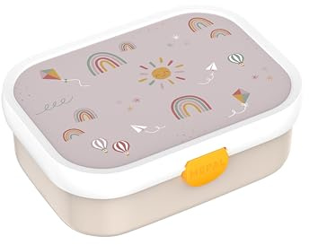 Mepal - Bentolåda Campus - Bento-låda för Barn - Lunchlåda med Bentofack Goch gaffel - Lunchlåda med Klämförslutning - BPA-fri och Diskmaskinssäker - 750 ml - Sunshine & Rainbow
