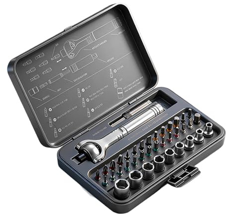predolo Set di chiavi a cricchetto universali 40 in 1, kit di attrezzi con impugnatura comoda, leggero, compatto, professionale, versatile e regolabile