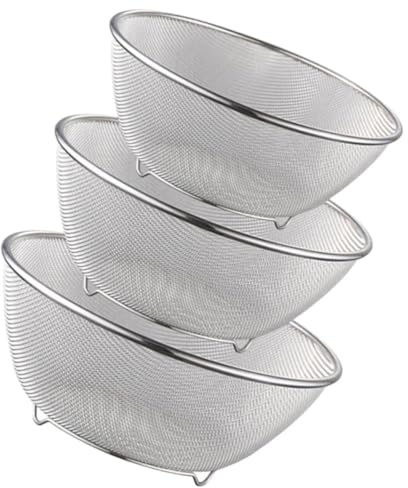SWOOMEY Set di Scolapasta Design Semplice e Maglia Fine in Acciaio Inossidabile per Lavaggio di Verdure e Alimenti per Drenare e Pulire Frutta