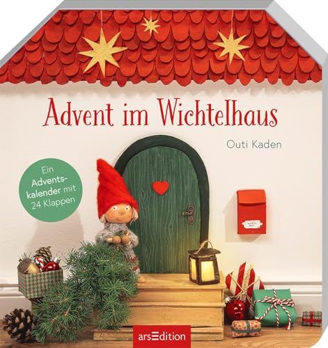 Advent im Wichtelhaus: Ein Adventskalender mit 24 Klappen | Hochwertiger Aufsteller in Häuschenform mit 24 Klappen für alle kleinen Wichtelfreunde