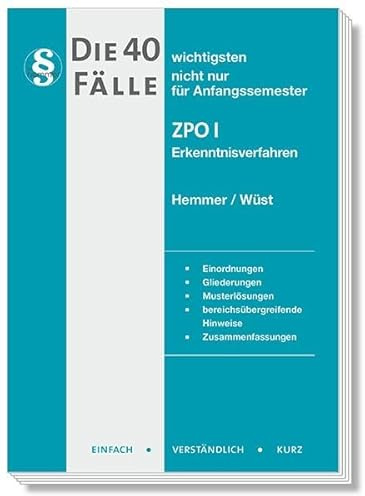 Die 40 wichtigsten Fälle ZPO I - Erkenntnisverfahren: Einfach - Verständlich - Kurz